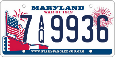 MD license plate 7AQ9936