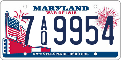 MD license plate 7AQ9954