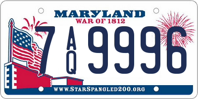 MD license plate 7AQ9996