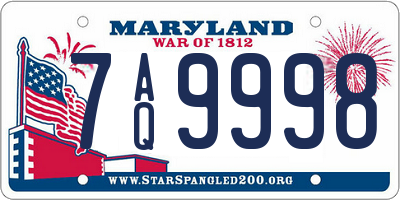 MD license plate 7AQ9998