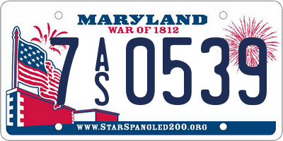 MD license plate 7AS0539