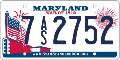 MD license plate 7AS2752