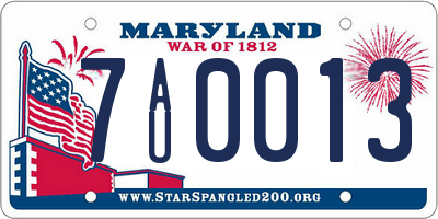 MD license plate 7AU0013
