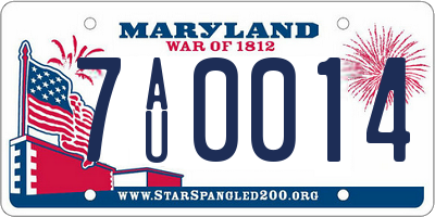 MD license plate 7AU0014