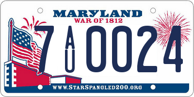 MD license plate 7AU0024