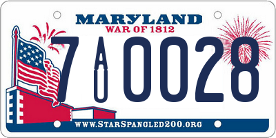 MD license plate 7AU0028