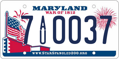 MD license plate 7AU0037