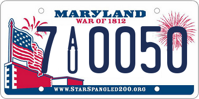 MD license plate 7AU0050