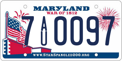 MD license plate 7AU0097