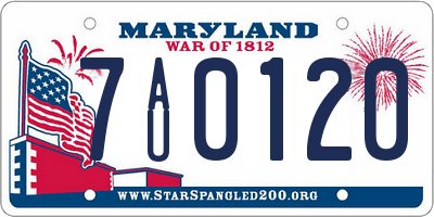 MD license plate 7AU0120