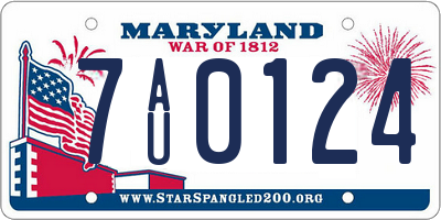 MD license plate 7AU0124