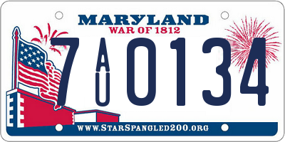 MD license plate 7AU0134