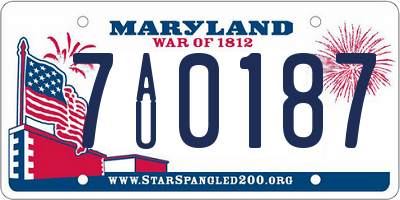 MD license plate 7AU0187