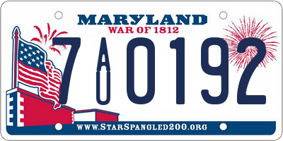 MD license plate 7AU0192