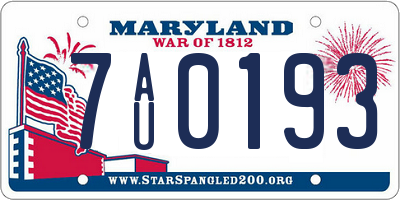 MD license plate 7AU0193