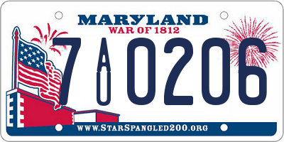 MD license plate 7AU0206