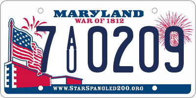 MD license plate 7AU0209
