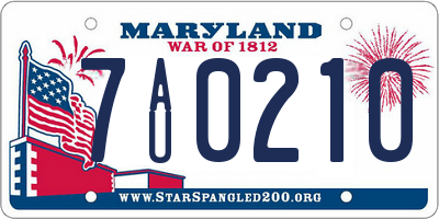 MD license plate 7AU0210