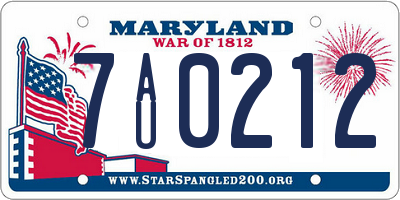 MD license plate 7AU0212
