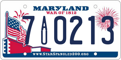 MD license plate 7AU0213