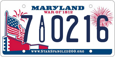 MD license plate 7AU0216