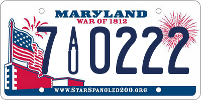 MD license plate 7AU0222