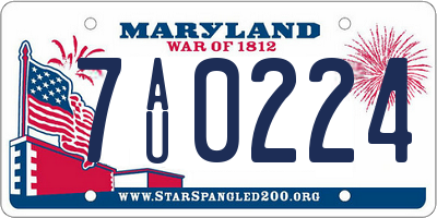 MD license plate 7AU0224
