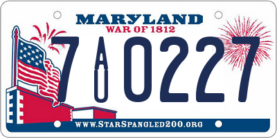 MD license plate 7AU0227