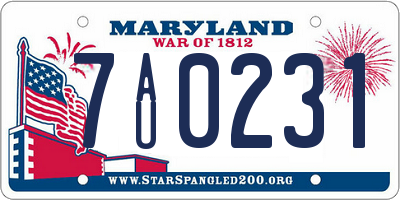 MD license plate 7AU0231