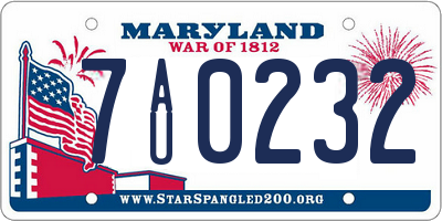 MD license plate 7AU0232