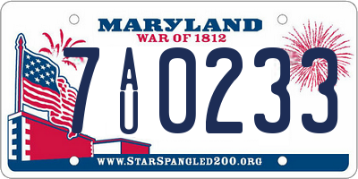 MD license plate 7AU0233