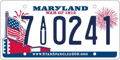 MD license plate 7AU0241