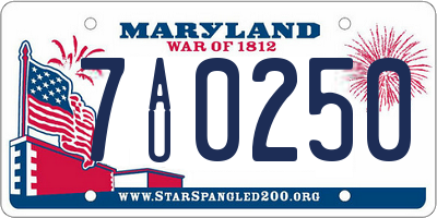 MD license plate 7AU0250