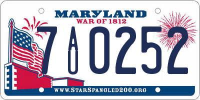 MD license plate 7AU0252