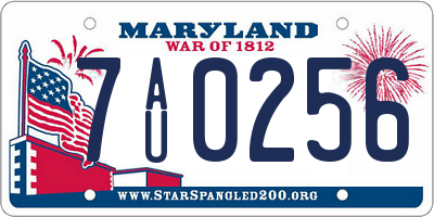 MD license plate 7AU0256