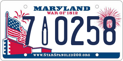 MD license plate 7AU0258