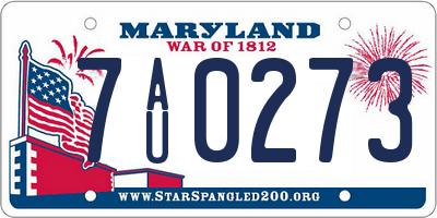 MD license plate 7AU0273
