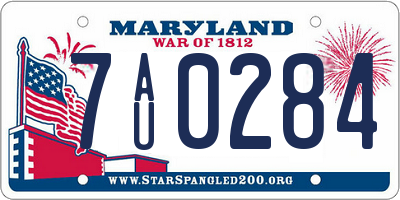 MD license plate 7AU0284