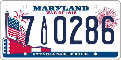 MD license plate 7AU0286