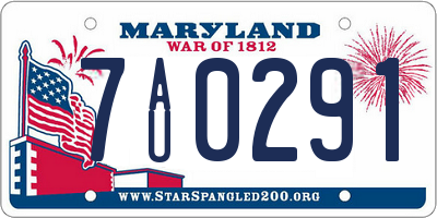 MD license plate 7AU0291