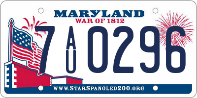 MD license plate 7AU0296