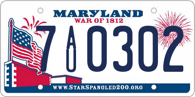 MD license plate 7AU0302