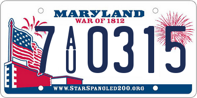 MD license plate 7AU0315