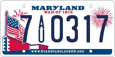 MD license plate 7AU0317