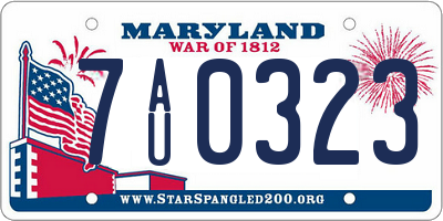 MD license plate 7AU0323