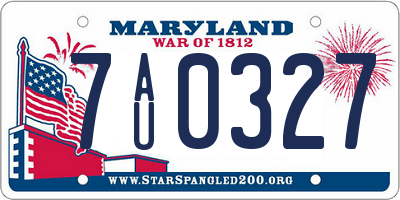 MD license plate 7AU0327