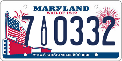 MD license plate 7AU0332