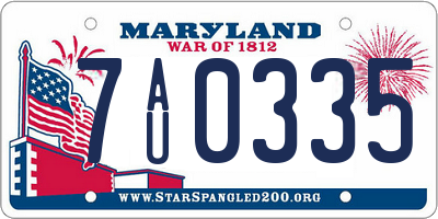 MD license plate 7AU0335