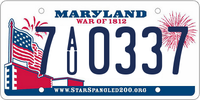 MD license plate 7AU0337