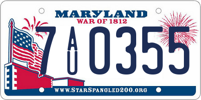 MD license plate 7AU0355